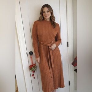 Merokeety Terracotta Colored Cable Knit Dress Size Medium New WithTags